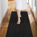 Custom Size Backed Non-Slip Area Rugs Runner, Easy Clean, Waterproof Runner Rugs for Hallway Entryway, Kitchen, Laundry, 2FT x 6FT, Black