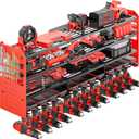 Large Power Tool Organizer Wall Mount-12 Drill Holder, Metal Heavy Duty Garage Tool Storage Shelves with Screwdriver Plier Holder, Gifts Idea for Men Dad Husband (Red)