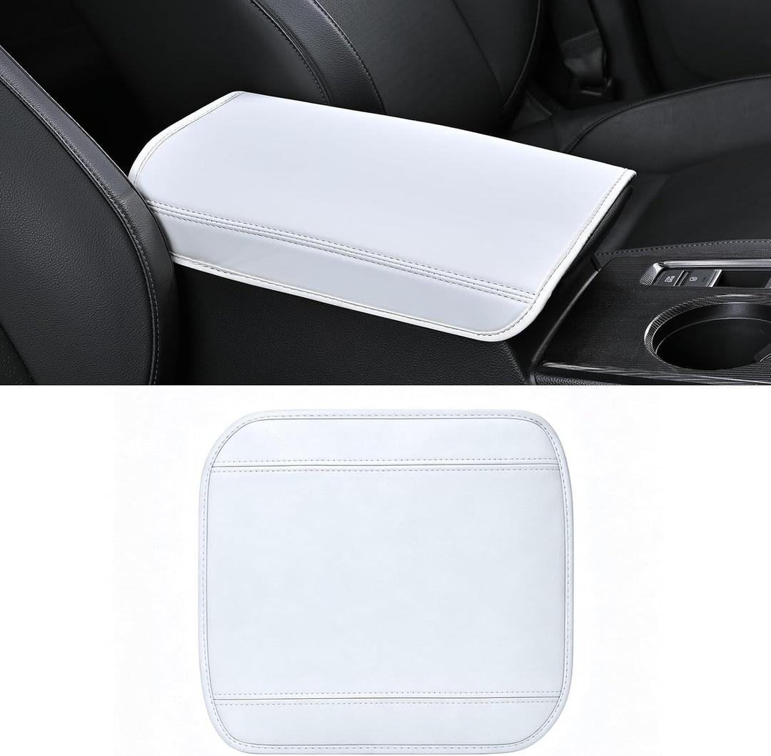 7F Arm Rest Cover Compatible with Tesla Model 3 Highland and Model Y Juniper, Car Console Covers Accessories, White