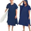 Abahub Surf Poncho Men & Women Towel Poncho Adult with Hood, Thick Quick Dry Changing Poncho Towel, Microfiber Wearable Cover Up for Surfing Beach Swim - Absorbent Changing Towel M (Navy Blue)