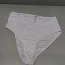 OYOANGLE Women's High Rise Swimsuit Bikini Bathing Suit Bottoms V Waisted Hipster Booty Swim Briefs (White, S)