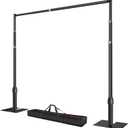 Pipe and Drape Backdrop Stand, 10x10ft Heavy Duty Adjustable Background Frame with Metal Base, Back Drop Holder for Parties Photography Wedding Photoshoot Decoration - Black