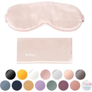 Blissy Silk Sleep Mask Profile - 100% Pure Mulberry Silk 22 Momme 6A Fibers Silk Eye Sleeping Mask for Women & Men for Total Blackout - Blindfold Silk Sleep Mask Side Sleeper Eye Cover (Pink)
