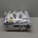 Dintszyayue Queen Comforter Set, 7 Pieces Blue Boho Comforter for Queen Bed, Leaves Botanical Bed in a Bag, Soft Microfiber Bird Bedding Set with Pillowcases, Flat Sheet, Fitted Sheet, Pillow Shams