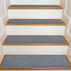 KOOTETA Stair Treads for Wooden Steps Indoor, 4 Pack 8" X 30" Non Slip Carpet Stair Treads with Reusable Adhesive for Kids Elders and Dogs, Surface Polyester TPR Backing Stair Runner Rugs, Dark Grey