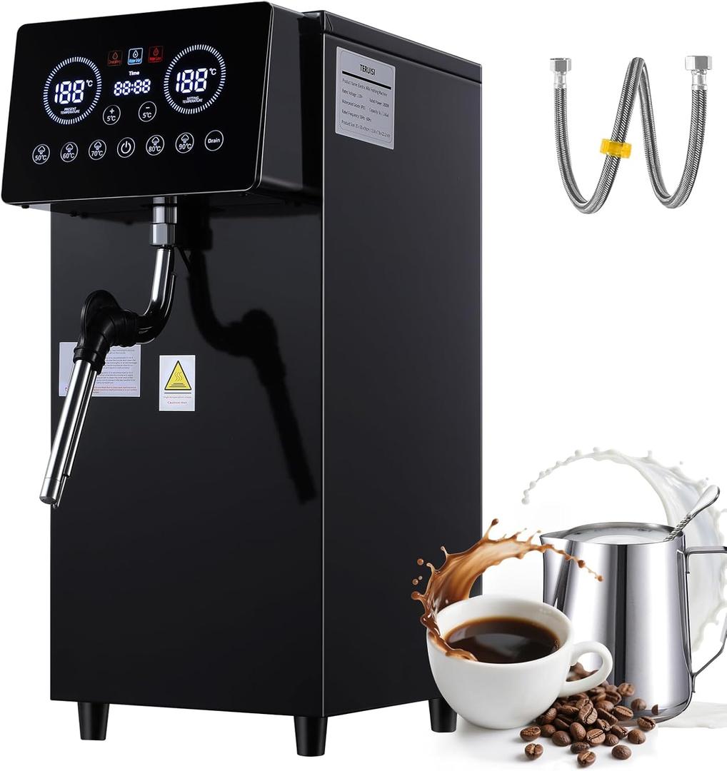 Commercial Milk Frother, 1800W Automatic Steam Machine, 6L/1.6Gal Electric Coffee Milk Foamer Stainless Steel Frother with LED Display & Adjustable Temperature for Caf Shop Hotel
