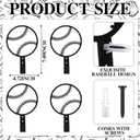 4 Pcs Baseball Metal Key Hooks for Wall Decorative Key Holder 4.7 x 7.1 Inches Coat Rack Wall Mounted Black Art Decor for Gift Coats Hats Towels Bags Hanging