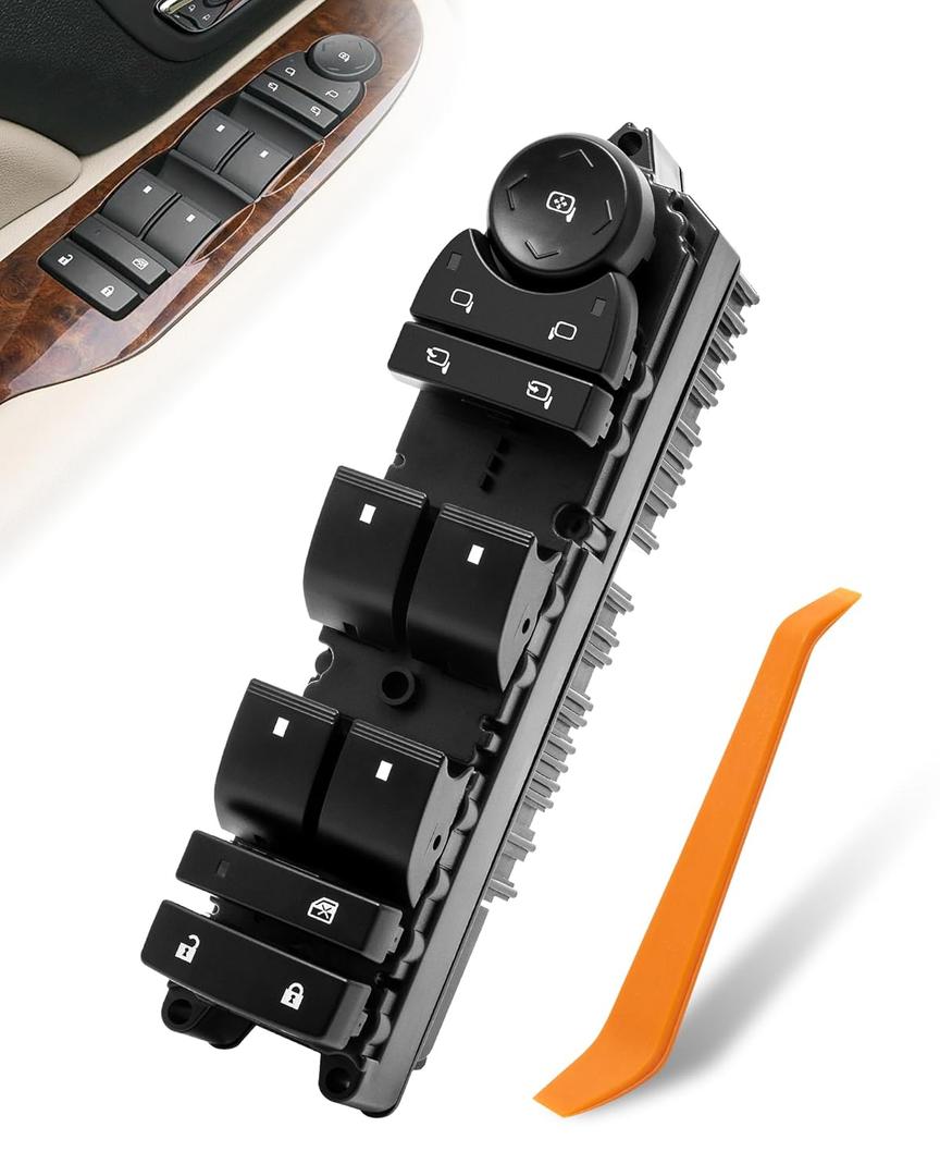 20835553 Driver Side Power Master Control Door Lock and Window Power Switch Fit for 2007-2013 Chevy Silverado Avalanche, 2007-2014 Suburban Tahoe Sierra Yukon XL 1500 2500 3500 Cadilla Escalade