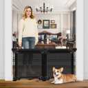 No Drilling Freestanding Baby Gates for Doorways 2 Panel 24" Tall x 40" Wide Free Standing Dog Gate with Strong Suction Cup Portable Step Over Puppy Gates for The House Foldable Pet Gate for Stairs (Black)