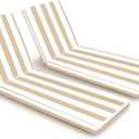 Only choice 2 Pcs Set Outdoor Lounge Chair Cushions Patio Chaise Lounge Replacement Cushions Furniture Seat Cushions Chair Pads(Beige White Striped)