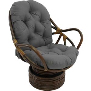 Blazing Needles Solid Twill Swivel Rocker Chair Polyester Cushion, 48" x 24", Steel Grey (CUSHION ONLY)