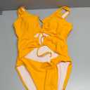 CHYRII Women's Sexy Cutout Lace Up Backless High Cut One Piece Swimsuit Monokini, XL, Marigold