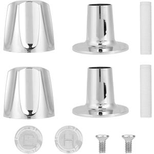 Penitue Shower Knobs Replacement Kit 2 Piece, Matte Shower Hot and Cold Tub Knobs Include Base Connectors Screws Bathtub Faucet Handle Remodel Trim Kit Compatible with Pfister Verve (Silver)