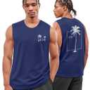 Flafens Tank Tops Men - Sleeveless Shirts for Men Graphic Cotton Mens Tank Tops Summer Tanktop Casual Loose Fit Tanktop Gray Mens Sleeveless Tee Shirts for Workout Running Sports, 2XL, Princess