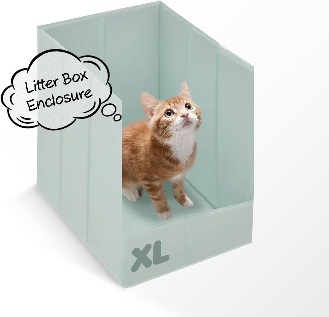 Cat Litter Box Enclosure,Folding XL L24×W16×H18 Litter Box Enclosure Splash Guard High Side, Leak&Water Proof,No Assembly Required Pee Shields,Dog Proof