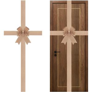 Large Burlap Ribbon Bow Big Linen Bows for Christmas Tree Fireplace Home Cabinet Gate Front Door Party Decoration