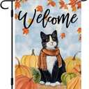 2 x DLZDN Fall Cat Garden Flag Tuxedo Cat Pumpkins Flag 1218 Inch Double Side Vertical Burlap Farmhouse Yard Sign Autumn Welcome Seasonal Outdoor House Decoration