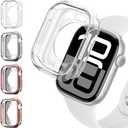 2 x 4 Pack Soft TPU Case for Apple Watch Case 42mm 46mm 40mm 44mm 41mm 45mm Series 10 9 8 7 6 5 4 SE/2 Generation Women Men,Ultra Thin Protective Bumper Case Face Cover for iWatch Cover Accessories (01-Clear/Silver/Rose Gold/Rose Pink)