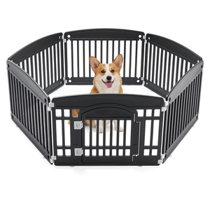 NEWBULIG Dog Playpen 6-Panel, 24IN Puppy Playpen, Stable Dog Play Pen Indoors/Outdoor with Secure Locking Door, Plastic Pet Fence for Small & Medium Dogs