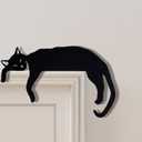 2 x 2024 Latest Metal Adorable Cat Door Topper: Halloween Door Decor Sign Frame Christmas Toppers Kitty Corner Hanging Decorative Wall Vintage Holiday Spooky Decoration Ornament (Two Cats)