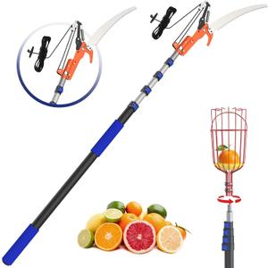 26FT Reach Pole Saw, Telescoping Tree Trimmer with 5-20FT Extension Pole, Sharp Steel Blade and Scissors, Fruit Picker, Extendable Long Handle Tree Pruner for Yard Garden Trees Palms Shrubs