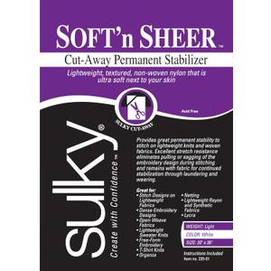 Sulky Of America 235-01 Cut Away Soft N Sheer Stabilizer, 20" by 1 yd, White