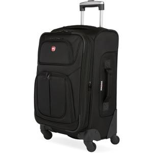 SWISSGEAR Sion Softside Expandable Spinner Luggage Durable Lightweight Travel Suitcase, Black, Carry-On 21-Inch
