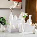 White Bud Vases, Ceramic Small Vase Set of 12, Mini Vases for Fresh and Dried Flowers, Modern Home Decor, Pottery Table Centerpiece