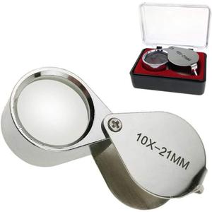 Loupes 10x Glass Jeweler Loupe Loop Eye Magnifier Magnifying Magnifier Metal Body Silver (10x21mm)