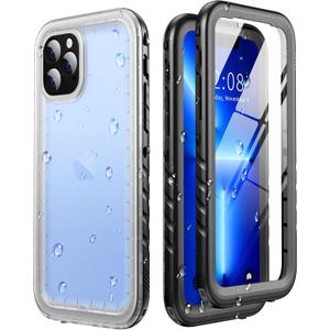 SOKUSIN for iPhone 13 Pro Case Waterproof - Full Body Bumper Case with Built-in Screen & Camera Protector, Shockproof Drop Dust Proof Rugged Phone Cover with Wrist Strap, 6.1, Black/Frosted Clear