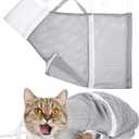 Cat Shower Net Bag Grooming Bathing Adjustable Washing Bag Multifunctional Cat Restraint Accessories Prevent Biting Scratching, Nail Trimming, Ears Clean, Keeping Calm(Grey)