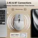 EWEADN Q1 Wireless Bluetooth Mouse, BT & 2.4G Computer Mouse with Battery & DPI LED Screen Display, Type-C Rechargeable with 1600 DPI Levels, 6 Button Silent Ergonomic Mouse for Laptop/PC/Mac-Grey