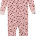 Modern Moments by Gerber Baby Hacci Footless Pajamas (12 Months, Lt Rose Floral)