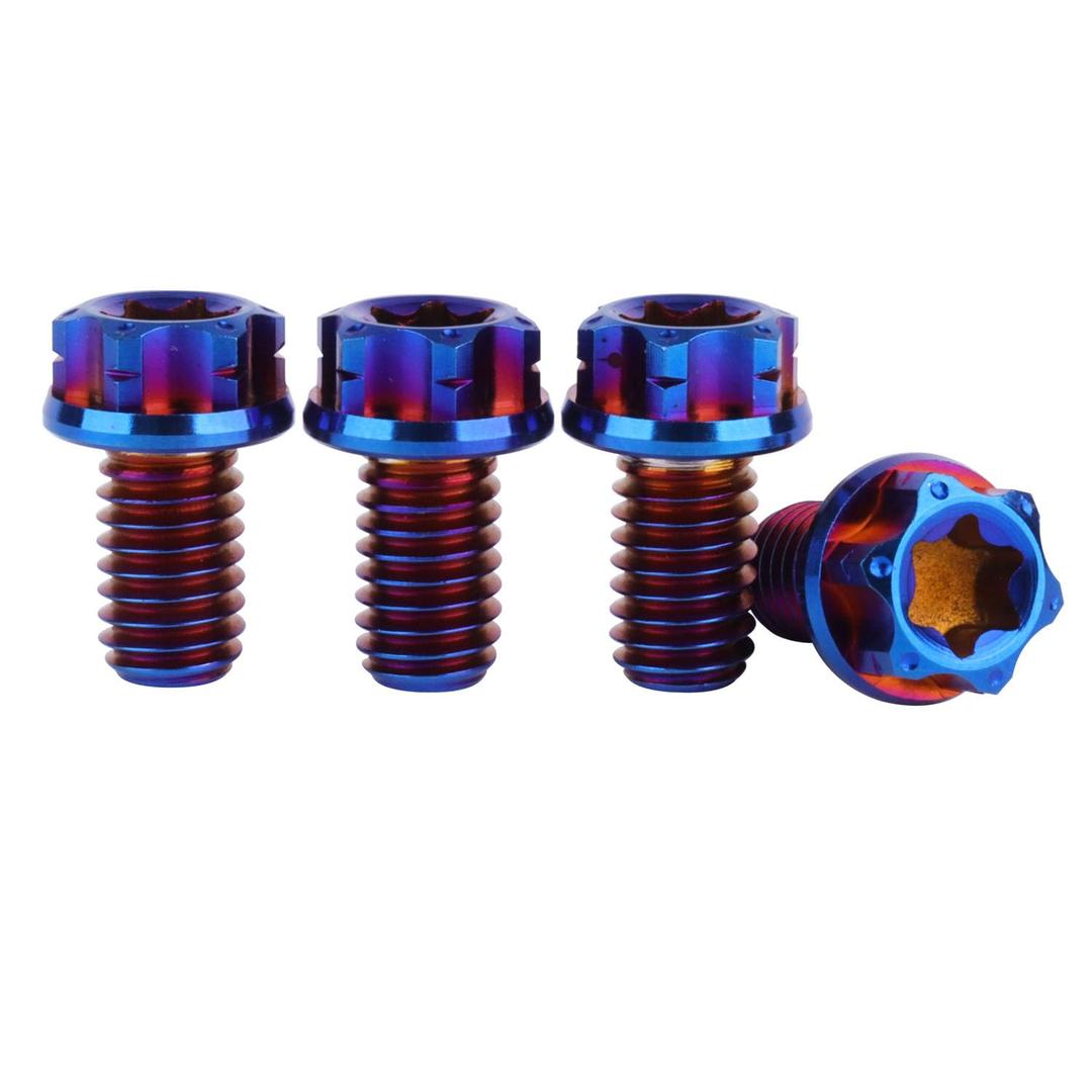 Titanium Flange Head Bolt M6x10 15 20mm T30 Torx Screw Pack of 4 (Burnt Blue, M6x10mm)