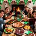 Football Party Decorations Kit for 24 Guests - 99Pcs Tableware with Dinner Plates, Dessert Plates, Cups, Napkins, Tablecloth & Banner, Supplies and Favors for Birthday, Tailgate, Game Day (Football)