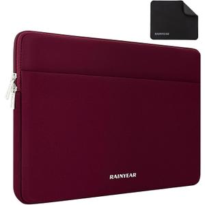 RAINYEAR Laptop Sleeve Case 13.3 Inch, Protective Portable Case with Front Pocket, Briefcase Handbag Laptop Bag Compatible with MacBook Air/Pro 13-13.3 inch, MacBook Pro 14 inch, Red
