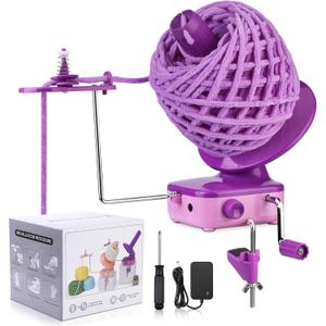Electric Yarn Winder, Compact Yarn Cake Winder, Automatic Yarn Ball Winder with Strong Tension Stepless Speed for Crocheting, Efficient Large Capacity Yarn Cake Maker for Yarn Lovers (Purple)