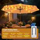 10ft Patio Umbrella, Table Market Umbrella Outdoor Patio with 104 LED Lights 8 Sturdy Ribs & Push Button Tilt and Crank for Deck, Pool, Garden, Backyard (Tan)