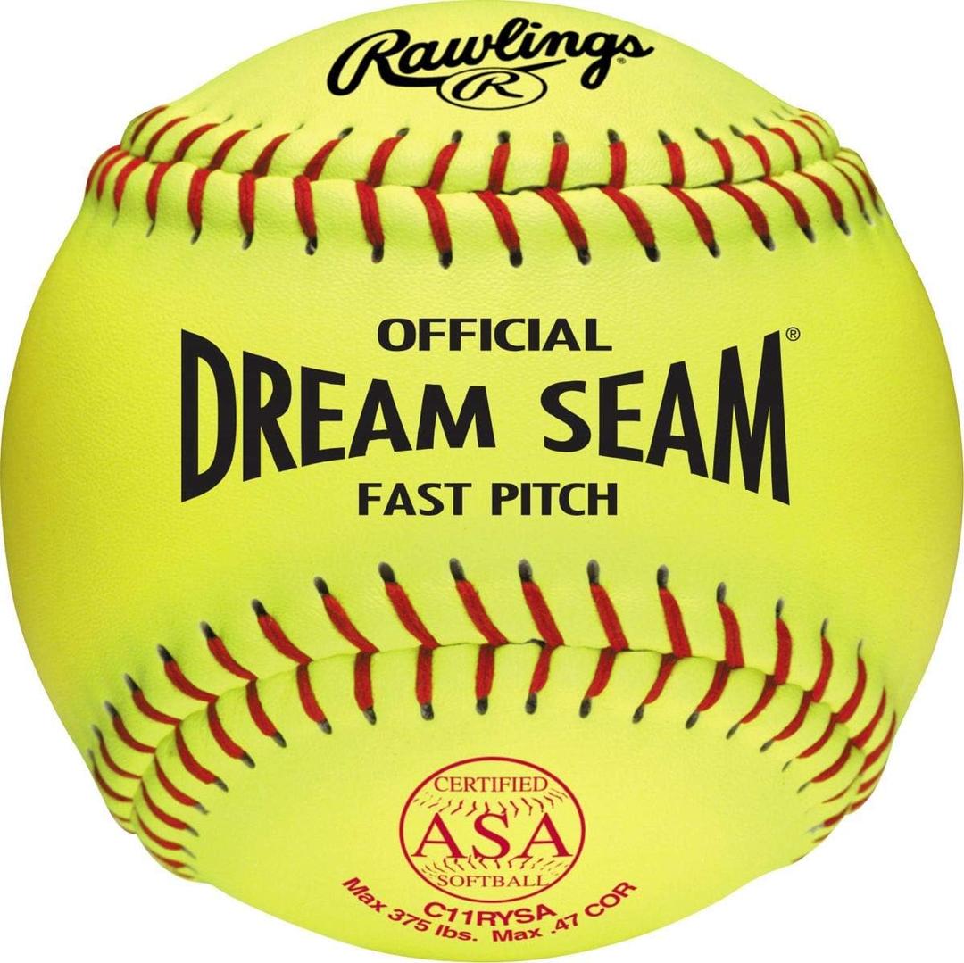 Rawlings | Official Dream Seam Fastpitch Softballs | 11" USA/ASA | Synthetic Cover C11RYSA | 12 Count (Yellow)