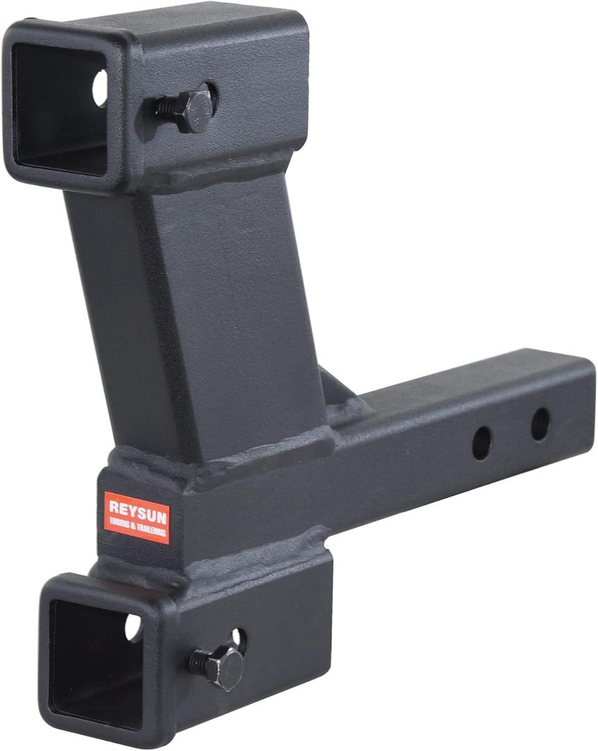 Trailer Hitch Dual Hitch Extender Adapter with 2 & 10-inch Riser/Drop, 2" Receiver, 2-inch Solid Shank, 10000lbs Capacity
