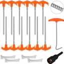 HORUSDY Tent Stakes Heavy Duty, 18-Pack 8.07 Inch Tent Stakes with with 4x13ft Rope & 1 Stopper T Pull Hook