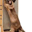 EHEYCIGA Cardboard Cat Scratcher for Indoor Cats, 26.8 Inch L Shaped Vertical Cat Scratching Board with Ball Cat Toy, Large Cat Scratcher Pad, Brown