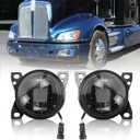 Blcak 12V LED Fog Lights Compatible with Peterbilt 579 587 Kenworth T660 2013-2021 Pair Front Fog Lights Assembly Replacement LH&RH Side (Black)