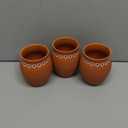3 Pcs 16oz Cantaritos De Barro Mexicanos Terracotta Vases Sets Mexican Ceramic Vases with Flower Print Clay Margarita Glasses for Mexican Wedding Table Decorations Fiesta Centerpieces