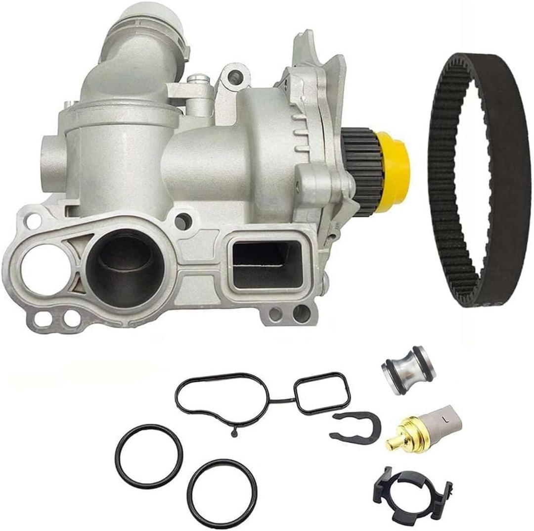 Aluminum Water Pump With Belt Compatible with for Audi A3 A4 TT For VW Tiguan Jetta Golf GTI Eos Beetle CC 2.0T TSI 06H121026AB, 06H121026AE, 1312460, 06H121026AF