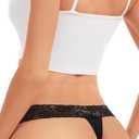 Sunm Boutique Lace Thongs for Women, Cotton Womens Underwear Pack, Sexy Low Rise T Back Cheeky Panties (M)