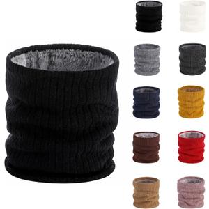 Pukavt Winter Knitted Neck Gaiter For Men And Women Neck Warmer Windproof Ski Mask Face Scarf for Cold Weather Outdoor Sports (Dark Black)