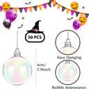 50 PCS Iridescent Ornaments Balls,2.36 Inch Clear Christmas Rainbow Ball,Plastic Hanging Bubble Ornaments Balls for Christmas Tree,Party,Home Decor