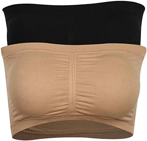 BINACL Women's Bandeau Bralette, Summer Strapless Removable Padded Seamless Basic Layer Tube Top Bra 2/3 Packs, XX-Large 