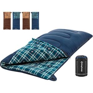 KingCamp Sleeping Bag for Adults, Cold Weather & Warm XL Big and Tall Flannel Sleeping Bags with Compression Sack Portable Waterproof Essentials Gear Accessories for Outdoor Camping (5lbs Navy Right)